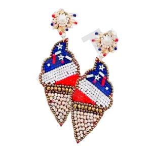 Pendientes colgantes de bandera americana de EE. UU., recién llegados, cuentas hechas a mano transfronterizas, oro, moda creativa para fiestas, estilo cristiano - Product Image 1