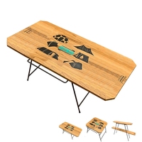 Table pliante en bois pour l'extérieur avec structure métallique, design minimaliste, pour le camping et les pique-niques