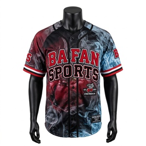 Camiseta 100% algodón para hombre, corte holgado, estampada, estilo béisbol, poliéster de alta calidad, diseño Blue Smoke, logotipo sublimado. - Product Image 3