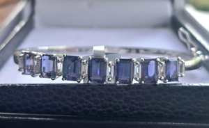 Hallmarked Sterling Silver Iolite <b>Bangle</b> Handmade Gemstone Jewelry Elegant Design For Women Wholesale Export - Product Image 6