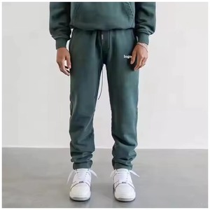 Conjunto Deportivo con Capucha para Hombre, Color Verde Oscuro, Sudadera de Algodón Larga, Pantalones Jogger, Color Sólido, Ropa Casual de Otoño, Corte Holgado, OEM - Product Image 3