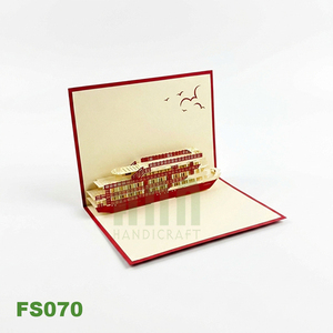 ANN HANDICRAFT FS070 Custom <b>Handmade</b> 3D Pop-up Greeting Cards 'Friendship' Tourist Boat Thank You Gift <b>Paper</b> Die Cutting Printed - Product Image 3