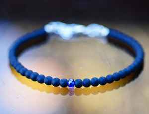 Natural Black Agate Blue Sapphire Gold Plated Handmade Sterling Silver Luxury Charm Bracelet Gemstone Jewelry Gift for Unisex - Product Image 6