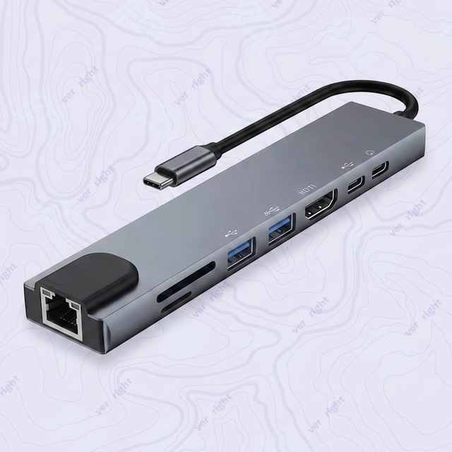 Multiport USB C Hub HDMI Docking Station Type C to 3.5mm Jack Audio Video Adapter Cable for Laptop Phone