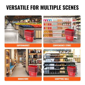 Set di 6 Grandi Cesti per la Spesa Portatili da 39L con Ruote e 8 Maniglie, Carrelli e Trolley in Plastica - Product Image 6