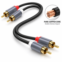 Câble audio stéréo double RCA durable, mâle, plaqué or, en cuivre, pour TV, DVD, CD, amplificateur, haut-parleur alimenté