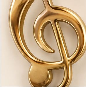 Timbre de Puerta con Diseño de Nota Musical en Clave de Sol Melódica, en Tono Dorado Pulido, Herraje Decorativo para Puertas de Entrada Únicas - Product Image 4