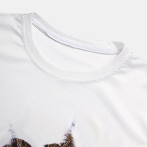 เสื้อยืดแขนสั้นพิมพ์ลายแมวสีขาวสำหรับผู้ชาย คอกลม ทรงปกติ ผ้าฝ้ายถัก ระบายอากาศได้ดี เหมาะสำหรับใส่ในฤดูร้อน - Product Image 3