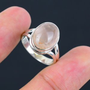 <b>Top</b> Grade Rose Quartz <b>Silver</b> Ring 925 Sterling <b>Silver</b> Natural Oval Gemstone Bezel Setting Ring Romantic Gift for <b>Women</b> - Product Image 4