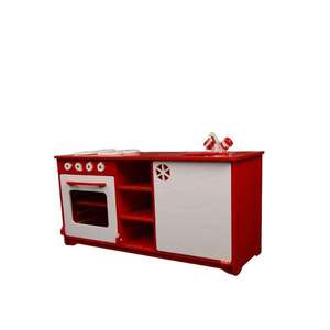Ensemble de jouets de cuisine en bois rouge et blanc, four, évier, armoire pour enfants de 2 à 7 ans, unisexe - Product Image 1