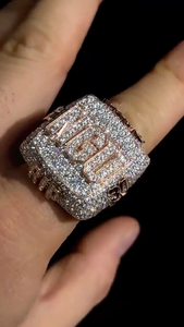 VVS Moissanite Fully Iced Out Championship <b>Ring</b> Personalized <b>Initial</b> <b>Ring</b> Hip Hop Large Square <b>Ring</b> Heavy Statement <b>Ring</b> for Him - Product Image 3
