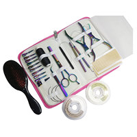 Kit professionnel d'outils pour extensions de cheveux en acier inoxydable avec pince, brosse, crochet d'installation et pinces bec de canard
