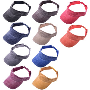 Casquette de soleil réglable en coton lavé pour l'extérieur, visière de plage, chapeaux à visière imprimés, vente en gros, logo brodé personnalisé, 10 couleurs, décontractée, unisexe - Product Image 1