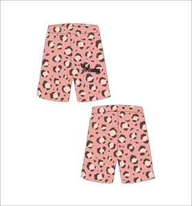 Shorts de bain pour hommes Ferocious Clothing à imprimé léopard, taille élastique, décontractés, grande taille, avec logo sur la jambe droite, vente en gros OEM - Product Image 1