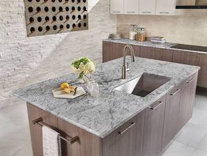 Plan de travail en granit blanc Aspen pour îlot de cuisine, surface en pierre naturelle pour l'intérieur de maisons modernes - Product Image 1