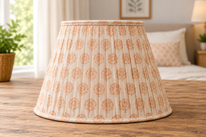 Abat-jour en viscose et lin à motif floral de pêcher |   Abat-jour en tissu plissé fait main |   Couverture décorative pour lampe de table et lampe sur pied - Product Image 2
