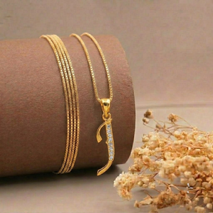 Collier pendentif initial J en or AMBER JEWELS avec accents de diamants, plaqué or massif 18 carats, certifié IGI, style hip-hop, unisexe, pour tous les jours - Product Image 1