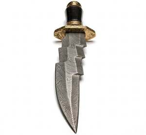Handcrafted Damascus Steel Wave Art Desk <b>Letter</b> Opener <b>Brass</b> Wood Handle Metal Decor - Product Image 6