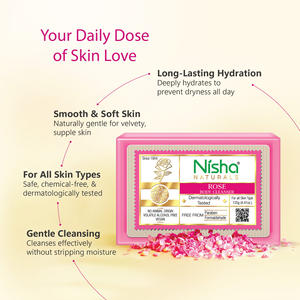 Savon nettoyant pour le corps Nisha Rose 125g Vegan, Nettoyage en douceur pour une peau douce et souple, Convient à tous les types de peau, Hommes et femmes - Product Image 4