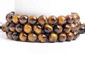 ลูกปัดหินตาเสือสีเหลืองธรรมชาติทรงกลมเหลี่ยมเพชรพลอยขนาดเล็ก สำหรับทำเครื่องประดับ DIY สร้อยข้อมือ สร้อยคอ - Product Image 6