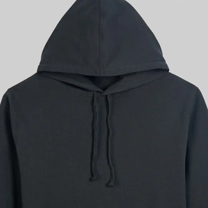 Sweat à capuche noir pour homme en molleton de coton, coupe oversize, couleur unie, décontracté, avec poche kangourou, logo frontal, hiver - Product Image 3
