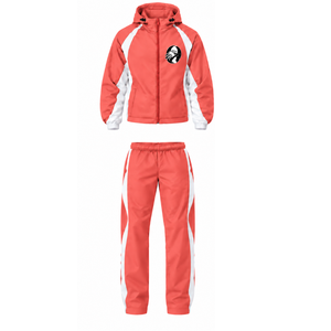 Coral White Hooded Tracksuit Set Full Zip <b>Jacket</b> Matching <b>Straight</b> Pants Custom Team Training Athletic Sportswear Two Piece - Product Image 1