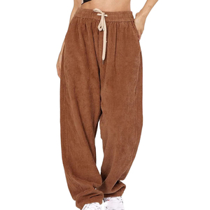 Pantalones Harem de Pana de Cintura Alta para Mujer, Pantalones Casuales Holgados con Cordón, Pantalones Largos - Product Image 4