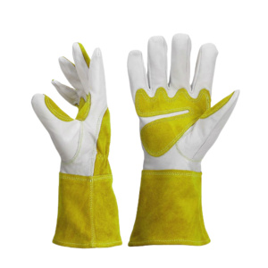 Gants de soudage TIG robustes en cuir pleine fleur et croûte de cuir, résistance à la chaleur, protection anti-coupure, protection des mains et des bras - Product Image 3
