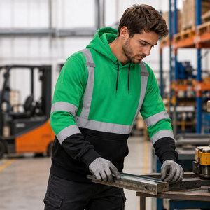 Nouveauté : Sweat-shirt de sécurité haute visibilité avec logo personnalisé, tissu réfléchissant, pour hommes, vêtements de travail, vente en ligne - Product Image 6