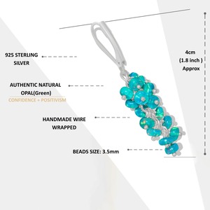 Blue Green Natural Stone Opal Dangle Earrings Silver Tone Lever <b>Back</b> <b>Drop</b> Beaded Chain Jewelry for Women Party - Product Image 2