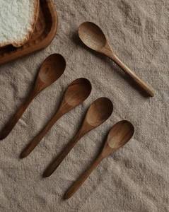 Cucharas de Madera Blue Lotus de 5.8 Pulgadas de Largo, Ecológicas, Reutilizables, para Beber Té, Diseño Minimalista - Product Image 2