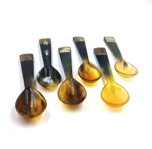 High Quality Natural Classic <b>Eco</b>-Friendly Buffalo Horn Spoon for Caviar <b>Egg</b> Tea Sugar Salt Pepper - Product Image 1