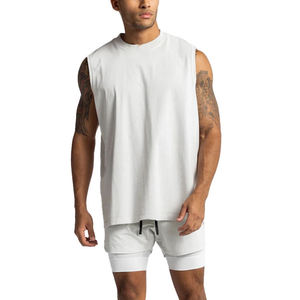 Loose-Fitting Cotton O-Neck Anti-Wrinkle Breathable Vintage American-Style Hip Hop Knitted <b>Vest</b> Tank Top TEE - Product Image 3