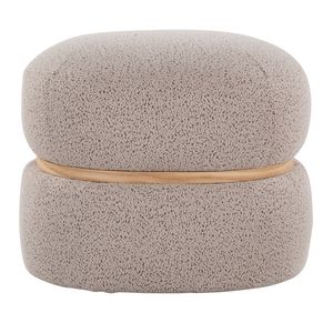 Pouf Ottoman Contemporaneo Cinch in Tessuto Beige e Legno Naturale, Sgabelli e Pouf Moderni - Product Image 4