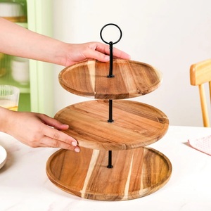 Support à cupcakes en bois d'acacia à 3 niveaux, support de présentation de desserts fait à la main pour boulangerie, maison et événements, support à gâteau en bois d'acacia écologique - Product Image 2