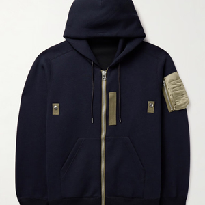 Men's <b>Black</b> <b>Zip</b>-Up <b>Hoodie</b> Cotton French Terry Casual Hooded Sweatshirt with Pockets and Sleeve Zipper Detail - Product Image 5