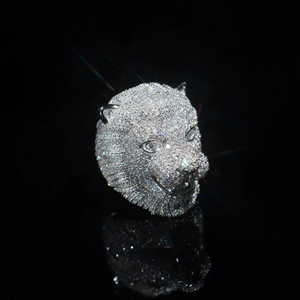 3D Lion Head <b>Ring</b> <b>925</b> Sterling <b>Silver</b> Gold Plated D-VVS Moissanite Diamond Iced Out Hip Hop Jewelry for Rappers Men - Product Image 2