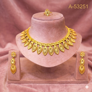 Traditional 24K Gold Plated Brass Lab Created Zircon Women's Bridal Jewelry Set Charm Necklace Bracelet Insect Design A-53252 - Product Image 6