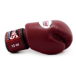 Guantes de Boxeo Dobles Color Borgoña, 8oz, 10oz, 12oz, 14oz, 16oz, Cierre de Cordones de Cuero, Correa de Muñeca Ajustable, Entrenamiento para Adultos - Product Image 4