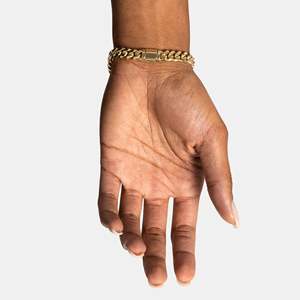 Pulsera Clásica Miami Cuban Link de Plata Esterlina 925 Bañada en Oro Amarillo, Cadena Estilo Hip Hop - Product Image 2