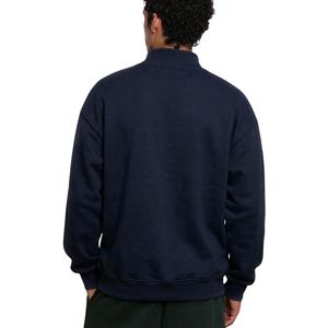 <b>Navy</b> Blue Mock Neck Sweatshirt for Men Custom Relaxed Long Sleeve Solid Casual Pullover High Collar Top - Product Image 2