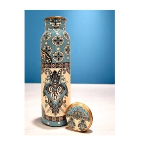 Bouteille en cuivre émaillée pour boisson, avec motif floral, pour jus de mangue et citron, idéale pour le lait - Product Image 1