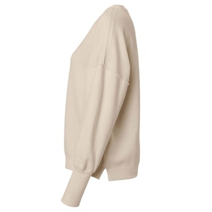 Sweat-shirt en tricot vert uni à col rond pour femme, coupe ample, manches longues, respirant, en coton, pour l'automne - Product Image 4
