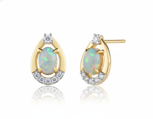 95 Silver 18K Gold Plated <b>Opal</b> Stud <b>Earrings</b> with Round Brilliant Moissanite Bezel Setting Water Drop Shape Party Gift - Product Image 4