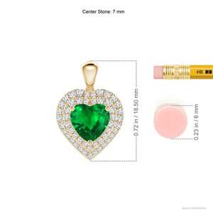 จี้รูปหัวใจมรกตสีเขียวธรรมชาติคุณภาพพรีเมียมขนาด 5 มม. น้ำหนัก 0.4 กะรัต ประดับเพชรแบบดับเบิ้ลฮาโล ของขวัญวาเลนไทน์สุดโรแมนติก ปี 2026 - Product Image 2