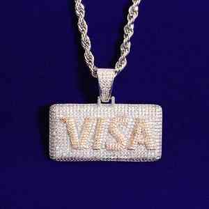 Colgante VISA Personalizado con Incrustaciones de Moissanita, Joyería Hip Hop, Cadena de Diamantes de Lujo, Pieza Destacada - Product Image 2