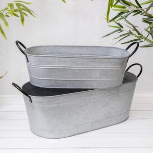 Top Selling Galvanized Metal Decorative Outdoor Large <b>Planter</b> Bucket With Handles Industrial Style <b>Rectangle</b> Design - Product Image 1
