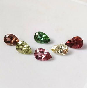 Ensemble de 6 pierres précieuses de tourmaline naturelle du Zambie calibrées, multicolores pastel, taille poire, 6x9 mm, 7,30 carats au total - Product Image 3
