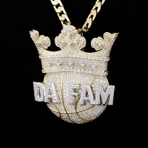Pendentif DA FAM Couronne de Basketball Luxe Iced Out Or Hip Hop Moissanite Bijoux de Chaîne Personnalisés - Product Image 2