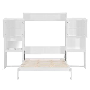 Cama Murphy blanca tamaño Queen con gabinetes de tocador de escritorio Muebles multifuncionales - Product Image 5